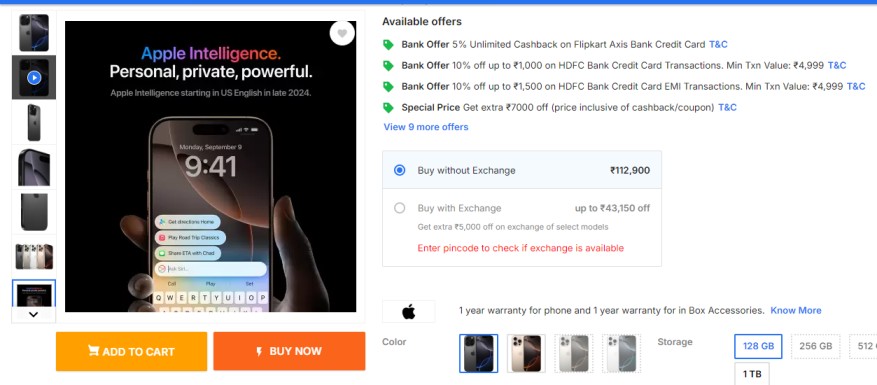 iphone 16 pro flipkart discounts